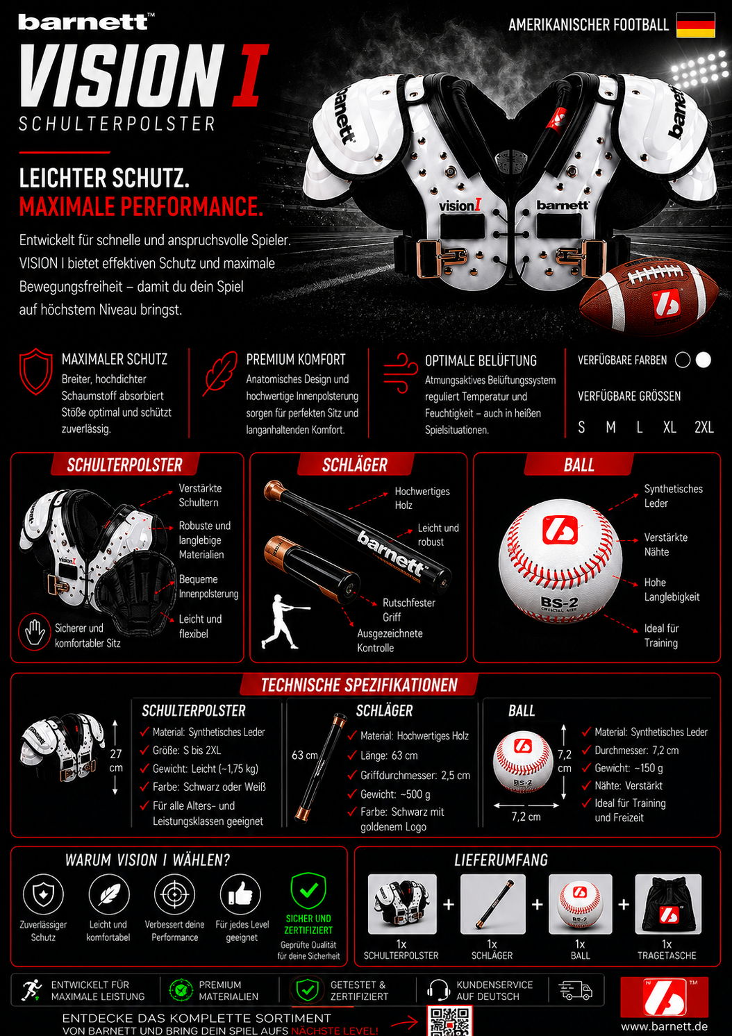 VISION I American Football Schulterschutz