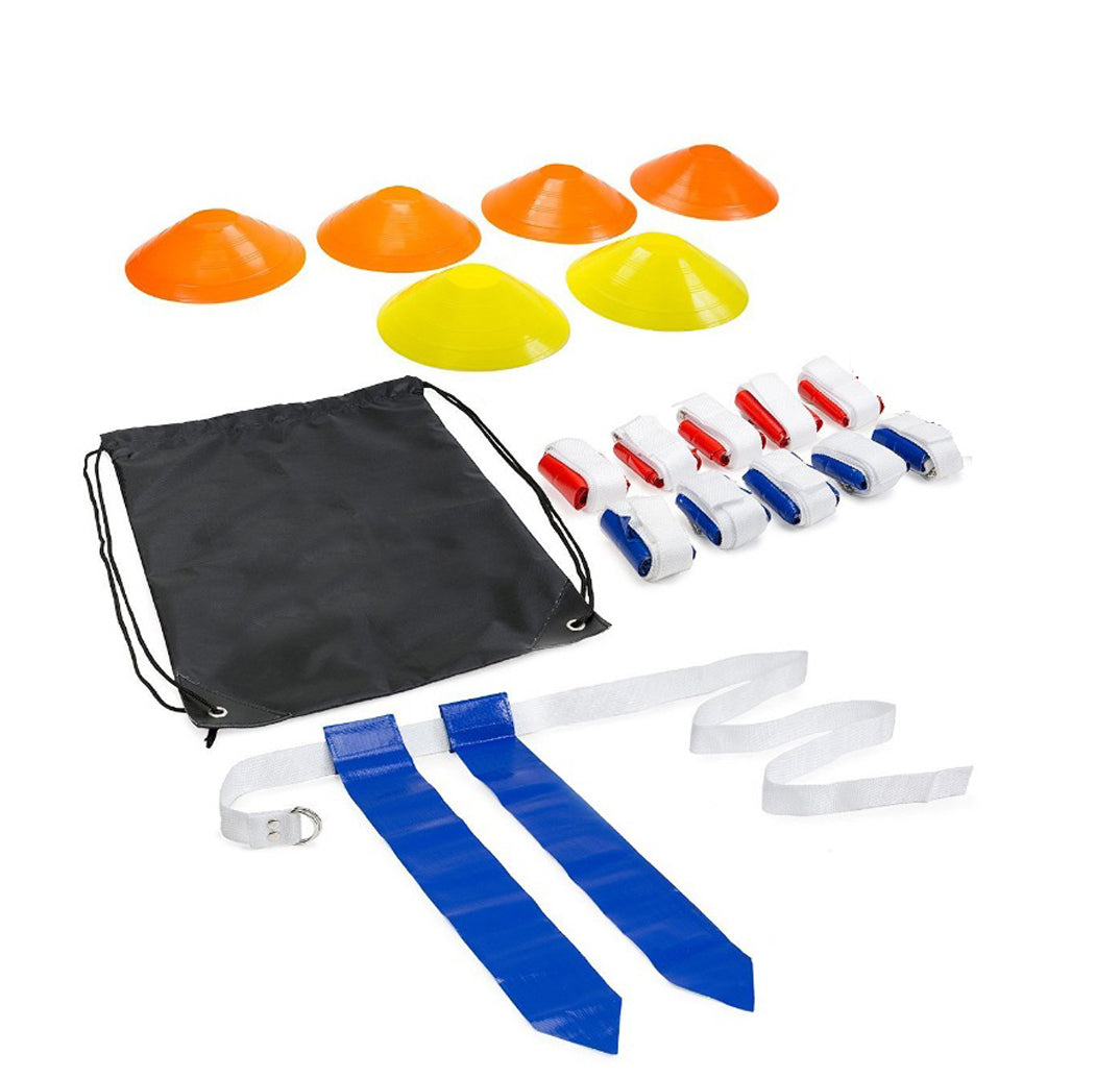 FLAG FOOTBALL Kit Flaggen und Gürtel von 10 (1 von 2) mit 6 Kegeln