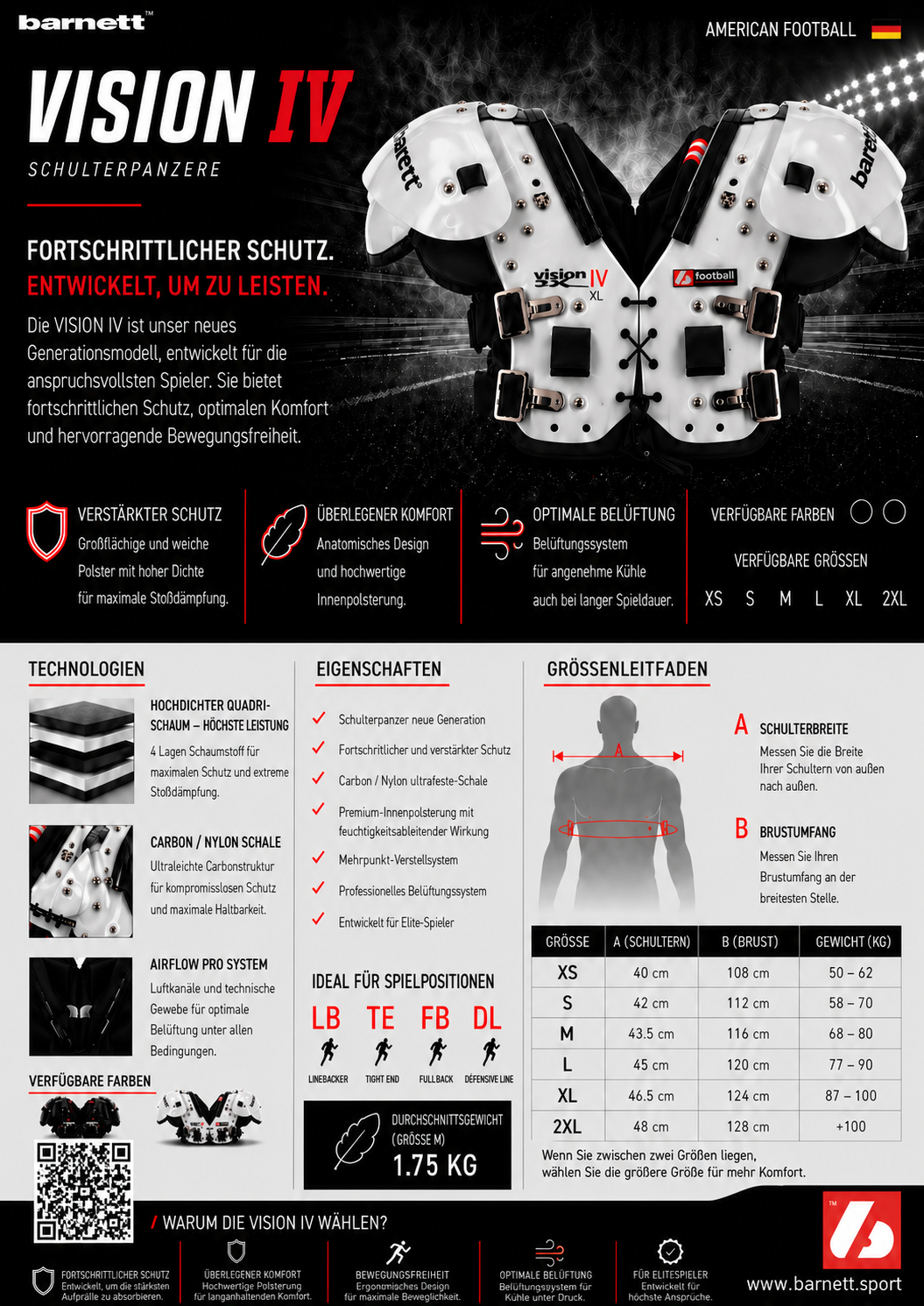 VISION IV American Football Schulterschutz