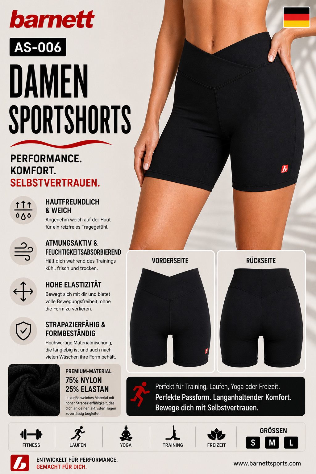 AS-006 Short Sport Schwarz