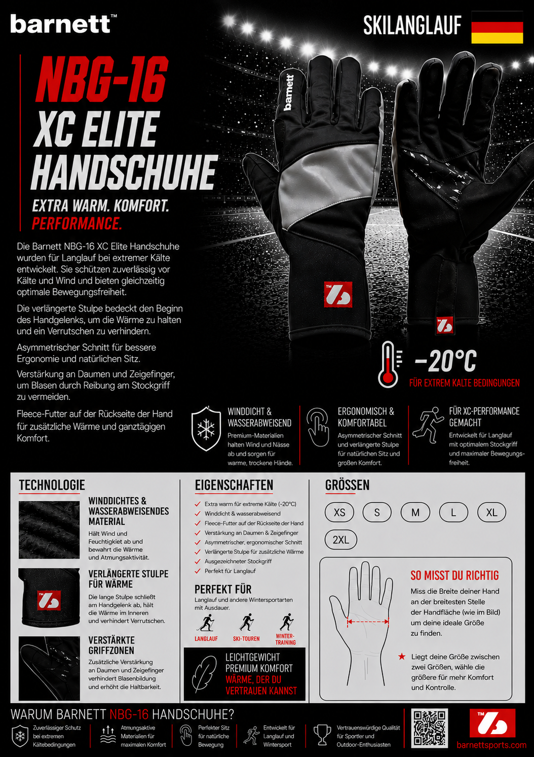 NBG-16 xc elite langlauf-winterhandschuhe -20 °C