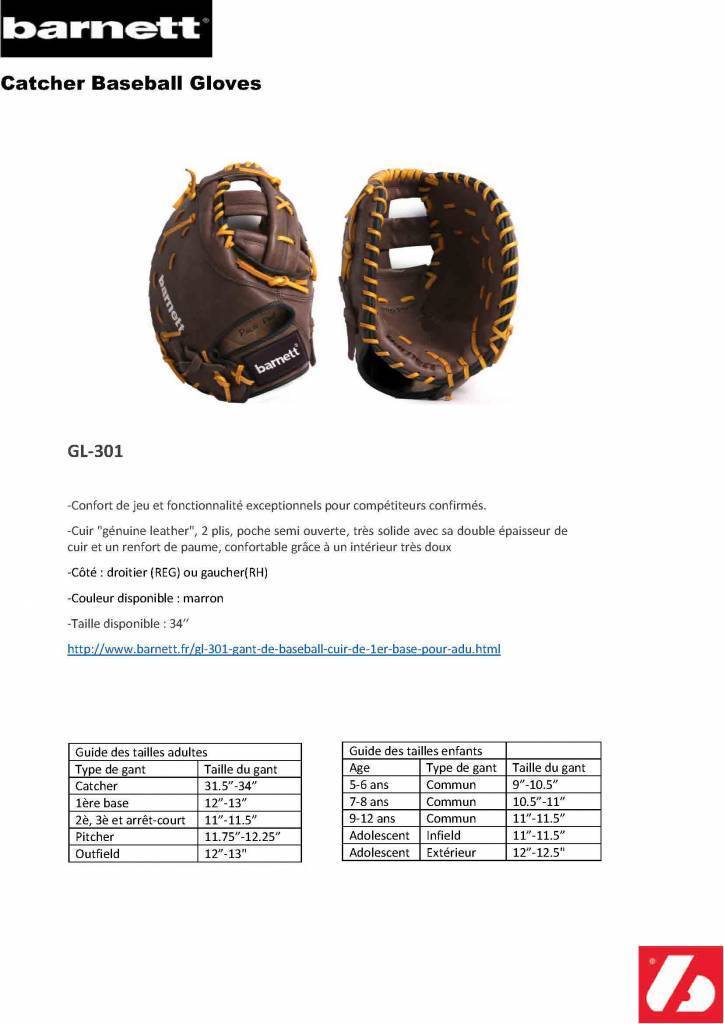 GL-301 Baseball Handschuh Erster Base (First Base) Erwachsene, Echtleder, Wettkampf, Schwarz