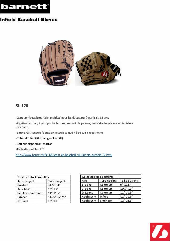 SL-120 Baseball Handschuh, Schweinsleder, Infield / Outfield, Größe 12 (inch)