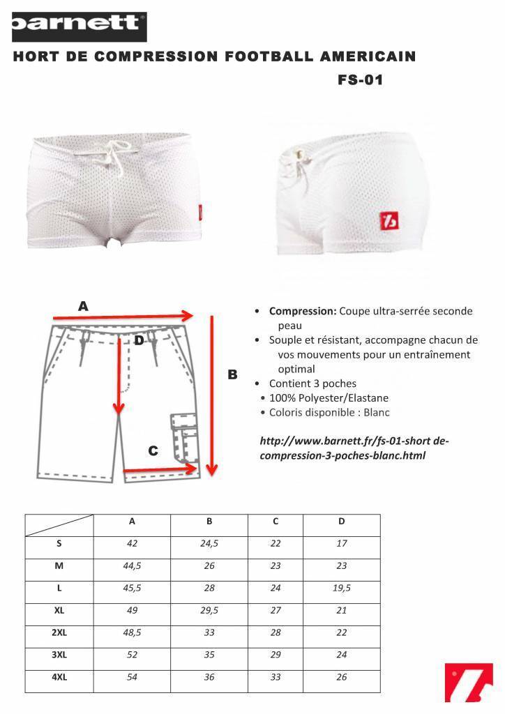 FS-01 American Football Short, Kompressionshose mit 3 Taschen, weiß