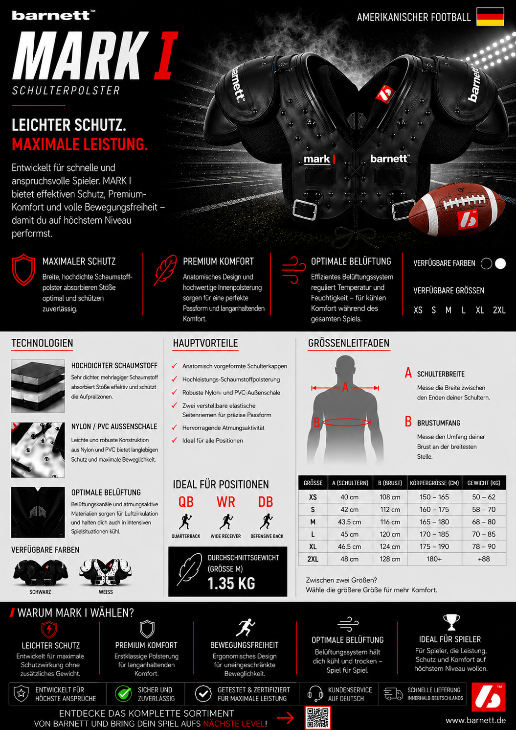 MARK I American Football Schulterschutz Profi