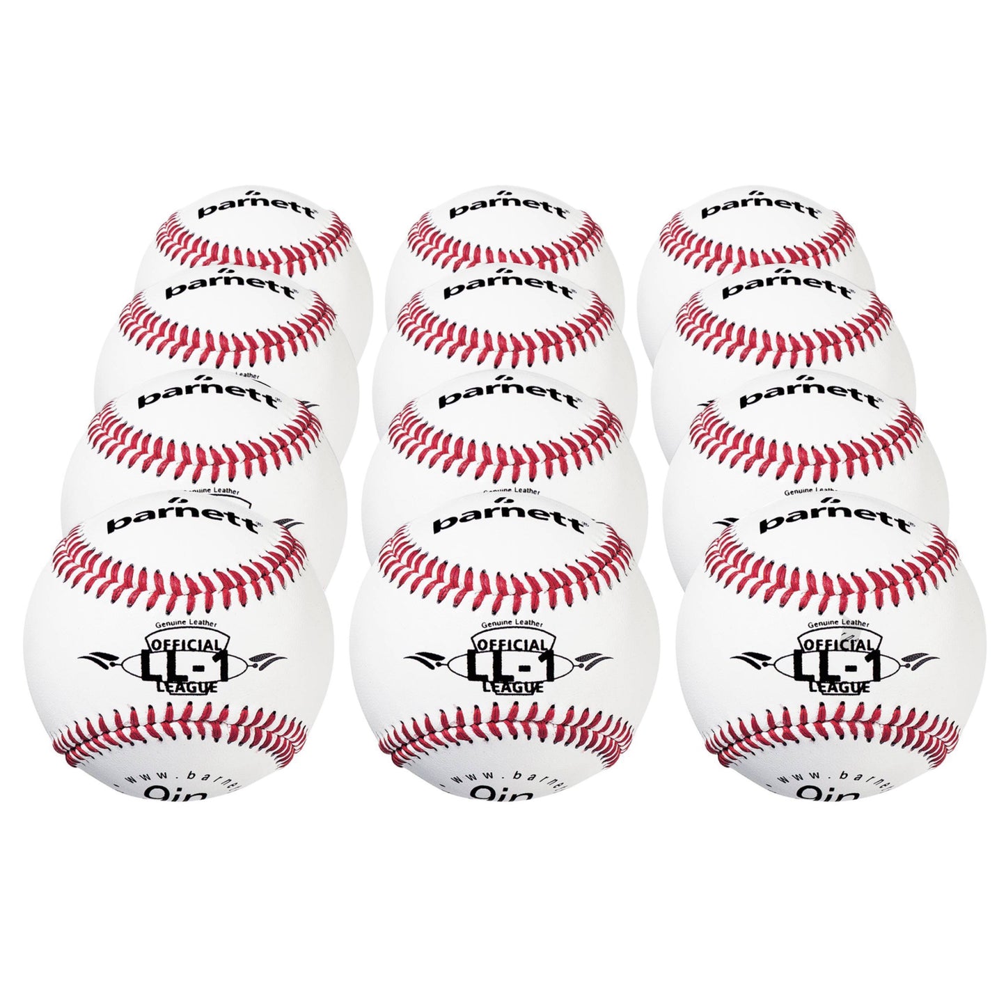 LL-1 Baseball Ball Wettkampf und Training, Grösse 9"(inch), Farbe weiß, 12 Stück (1 Dutzend)