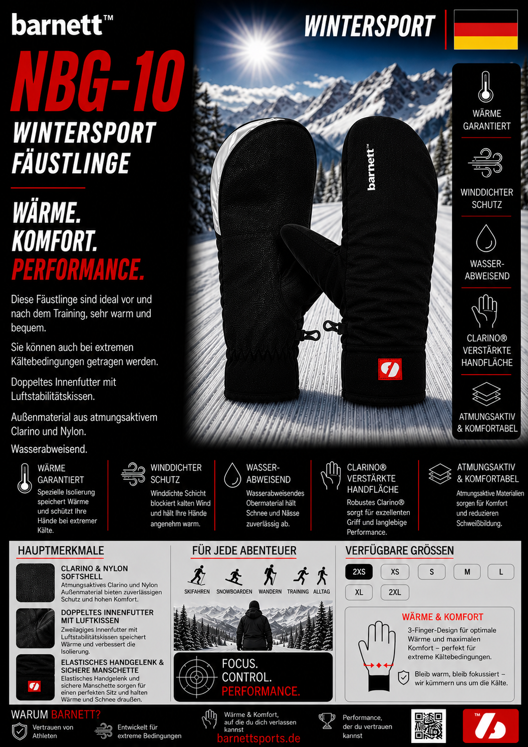 NBG-10 Fäustlinge für Langlauf und Wintersport
