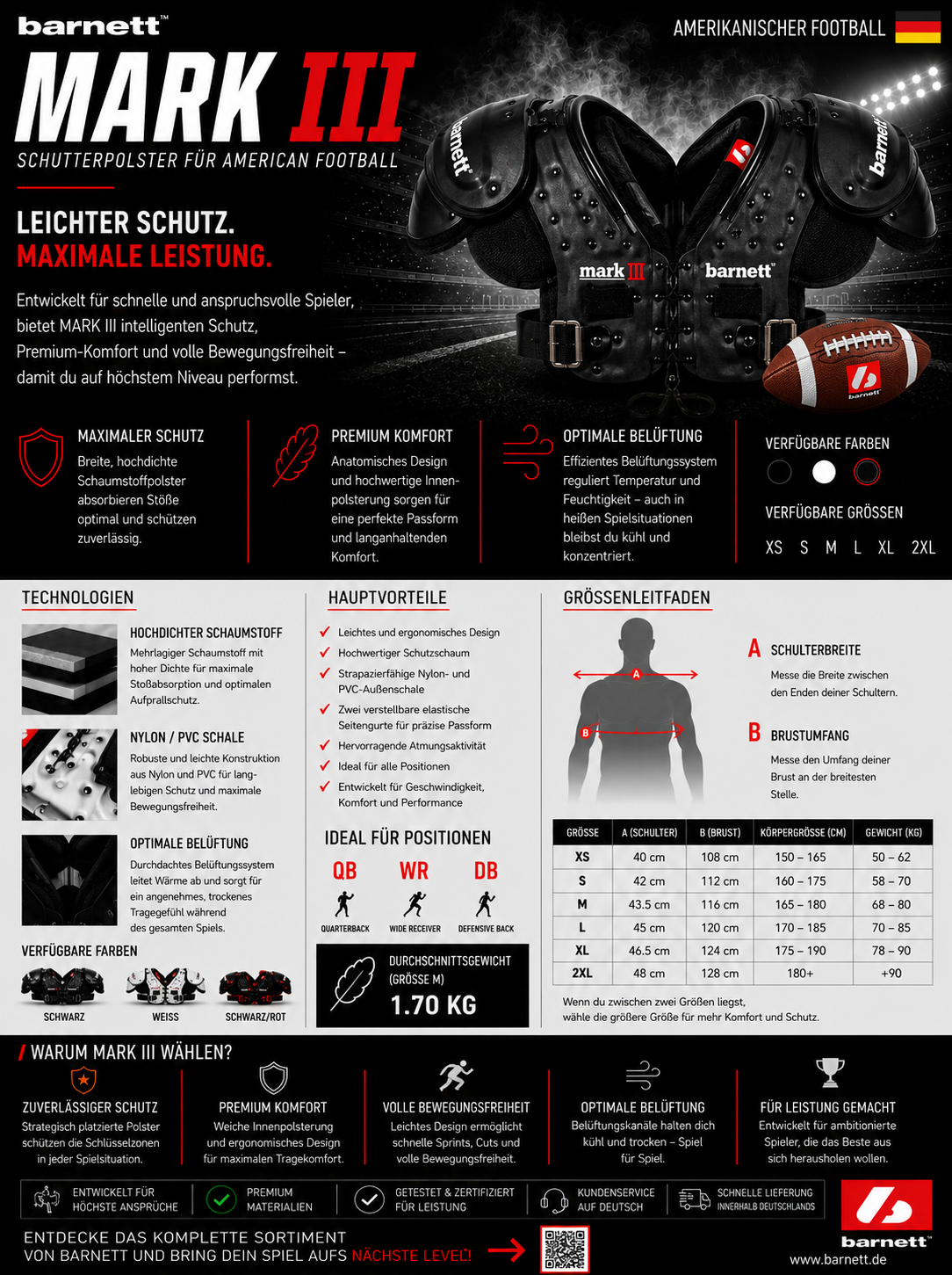 MARK III American Football Schulterschutz Profi