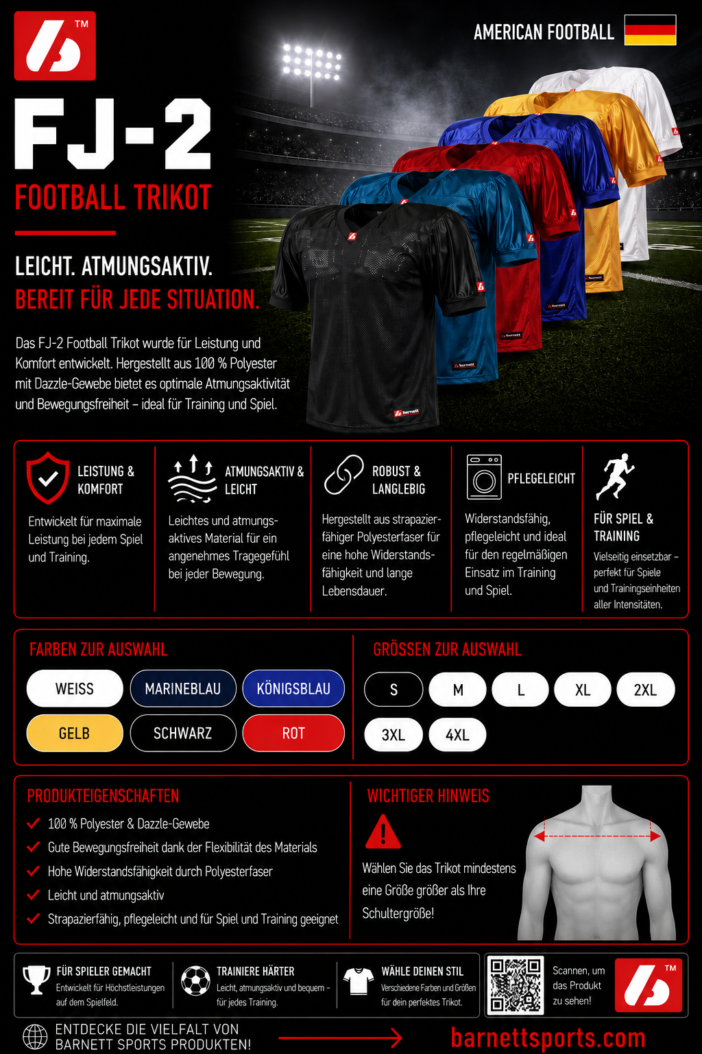 FJ-2 American Football Trikot, Jersey, Match, Wettkampf