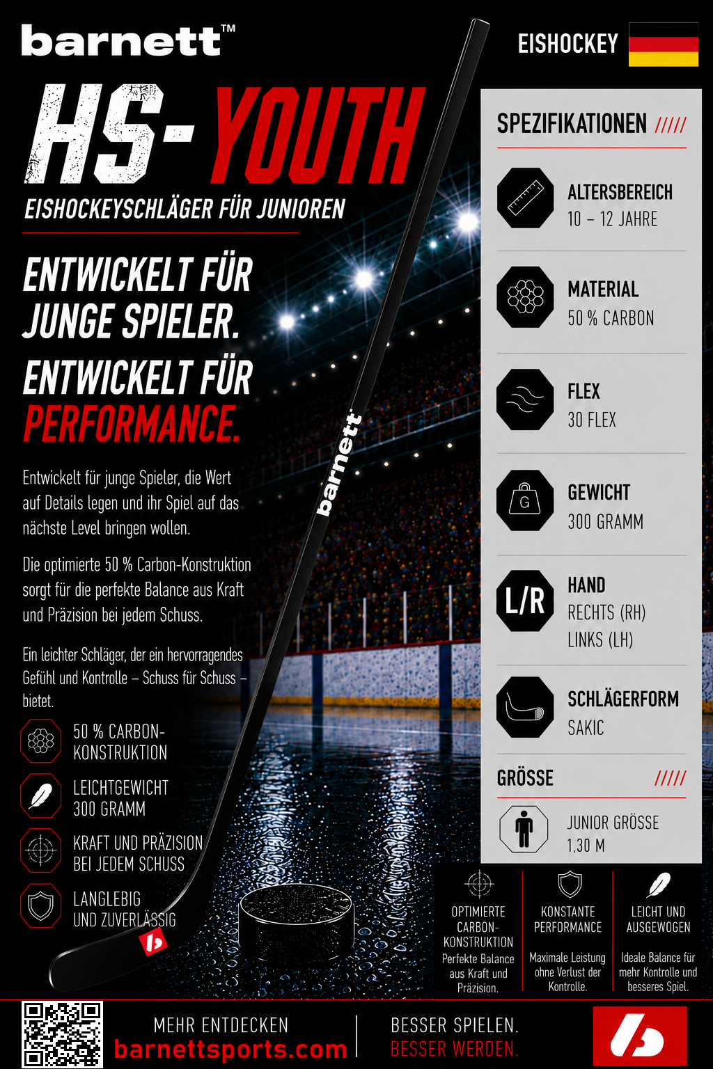 HS-Youth Hockeyschläger aus Kohlenstoff