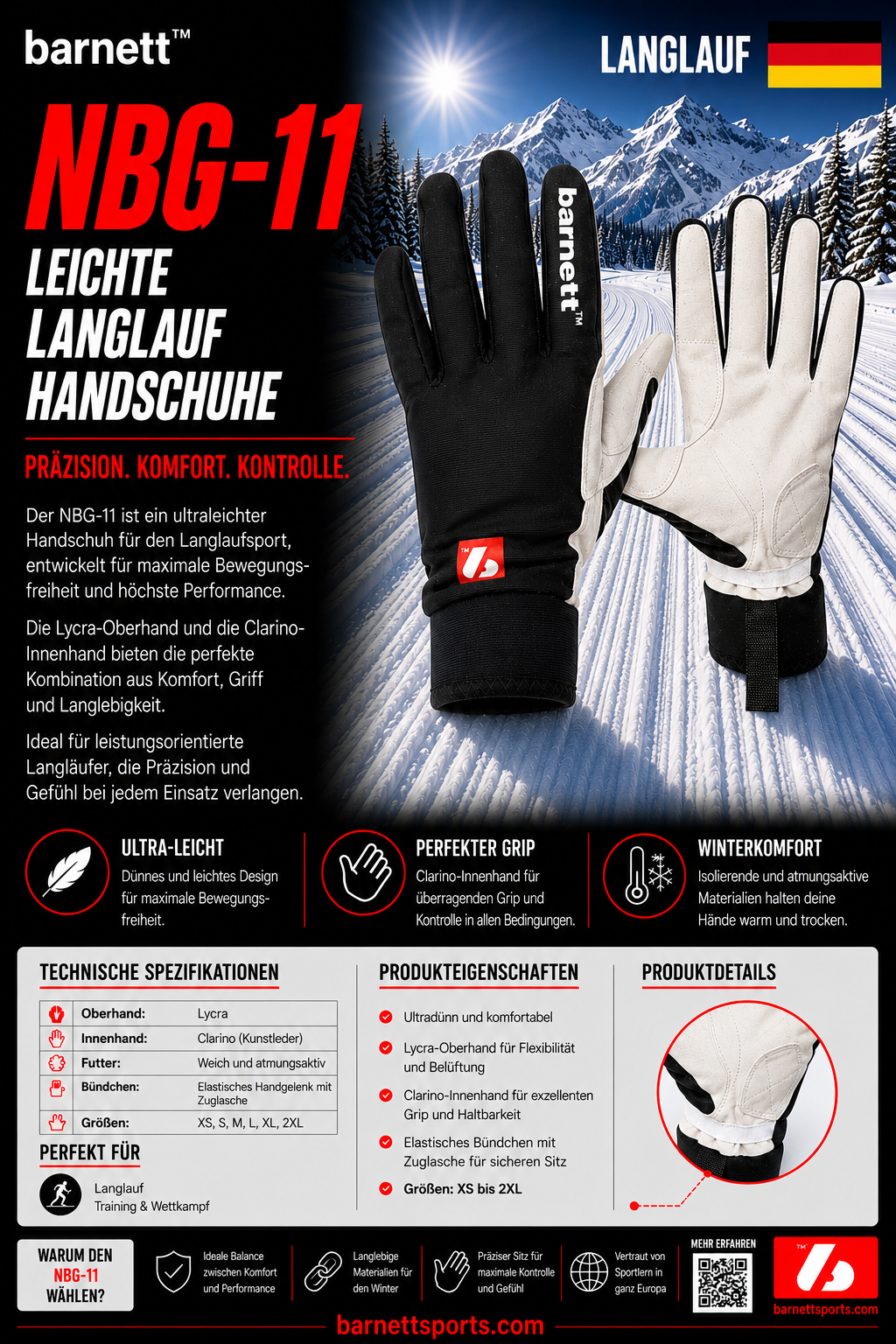 NBG-11 Dünne Winter - und Skihandschuhe mit Softshell -5°/ -10°