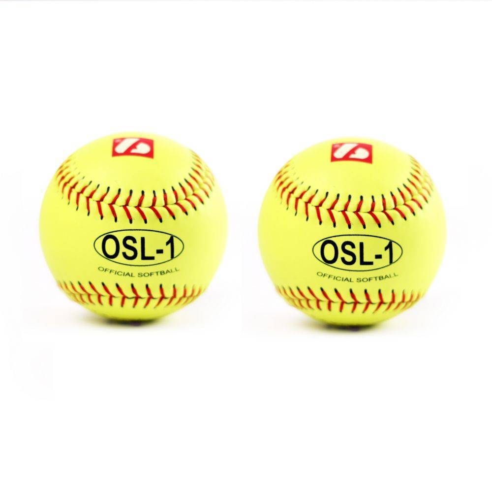 OSL-1 Softball Ball Wettkampf, Größe 12", Farbe fluo gelb, 2 Stück