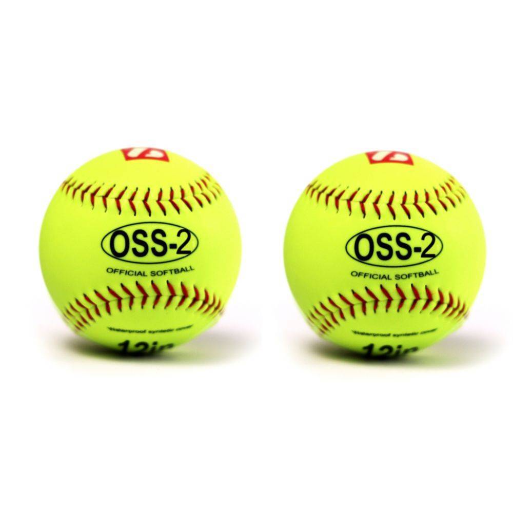 OSS-2 Softball Ball Anfänger, Einsteiger, Größe 12", Farbe gelb 2 Stück