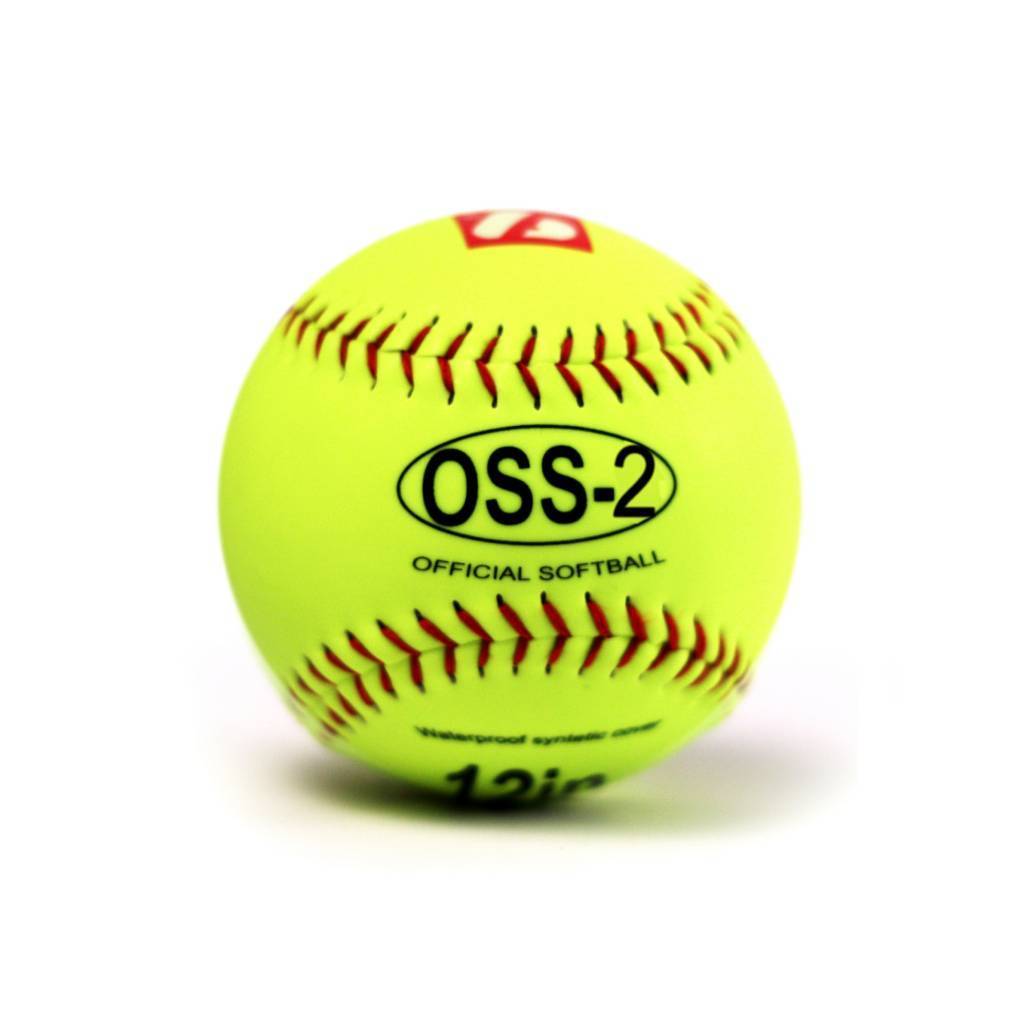 OSS-2 Softball Ball Anfänger, Einsteiger, Größe 12", Farbe gelb 2 Stück
