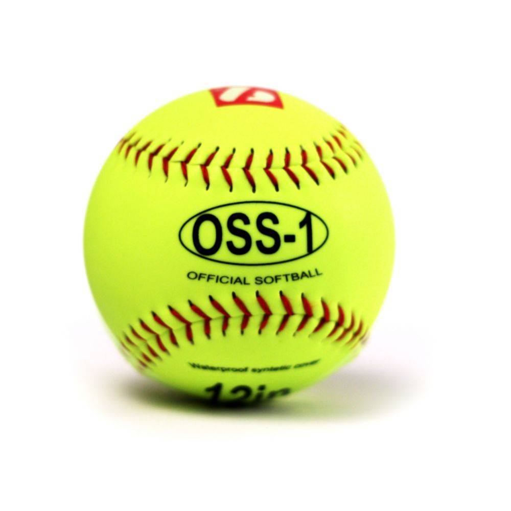 OSS-1 Softball Ball Training, Größe 12", Farbe fluo gelb, 12 Stück (1 Dutzend)