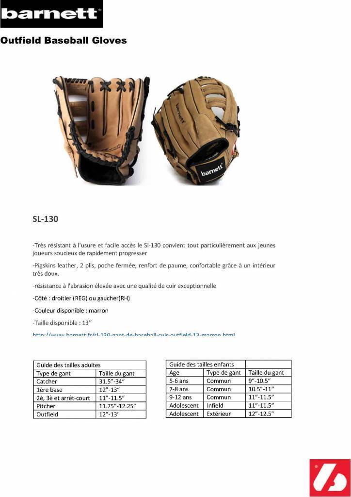 SL-130 Leder-Baseballhandschuh, Feldgröße 13''